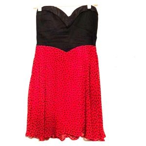 Red and black polka dot dress